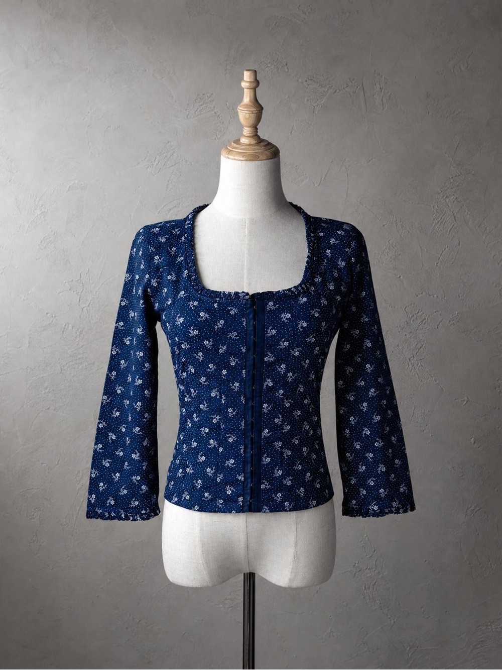 Ralph Ralph Lauren c. 1990s Corset Top Navy Calico | 6